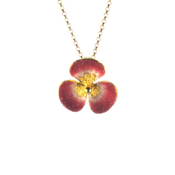 Επιχρυσωμένο 925 μενταγιόν λουλούδι με κόκκινα νανοκρύσταλλα