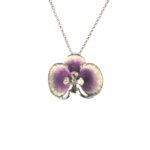 Ασημένιο 925 μενταγιόν λουλούδι με μωβ νανοκρύσταλλα