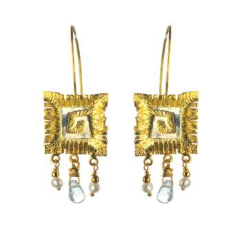 Επιχρυσωμένα 925 σκουλαρίκια με γεωμετρικό σχέδιο