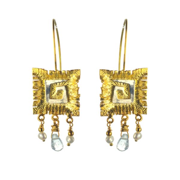 Επιχρυσωμένα 925 σκουλαρίκια με γεωμετρικό σχέδιο